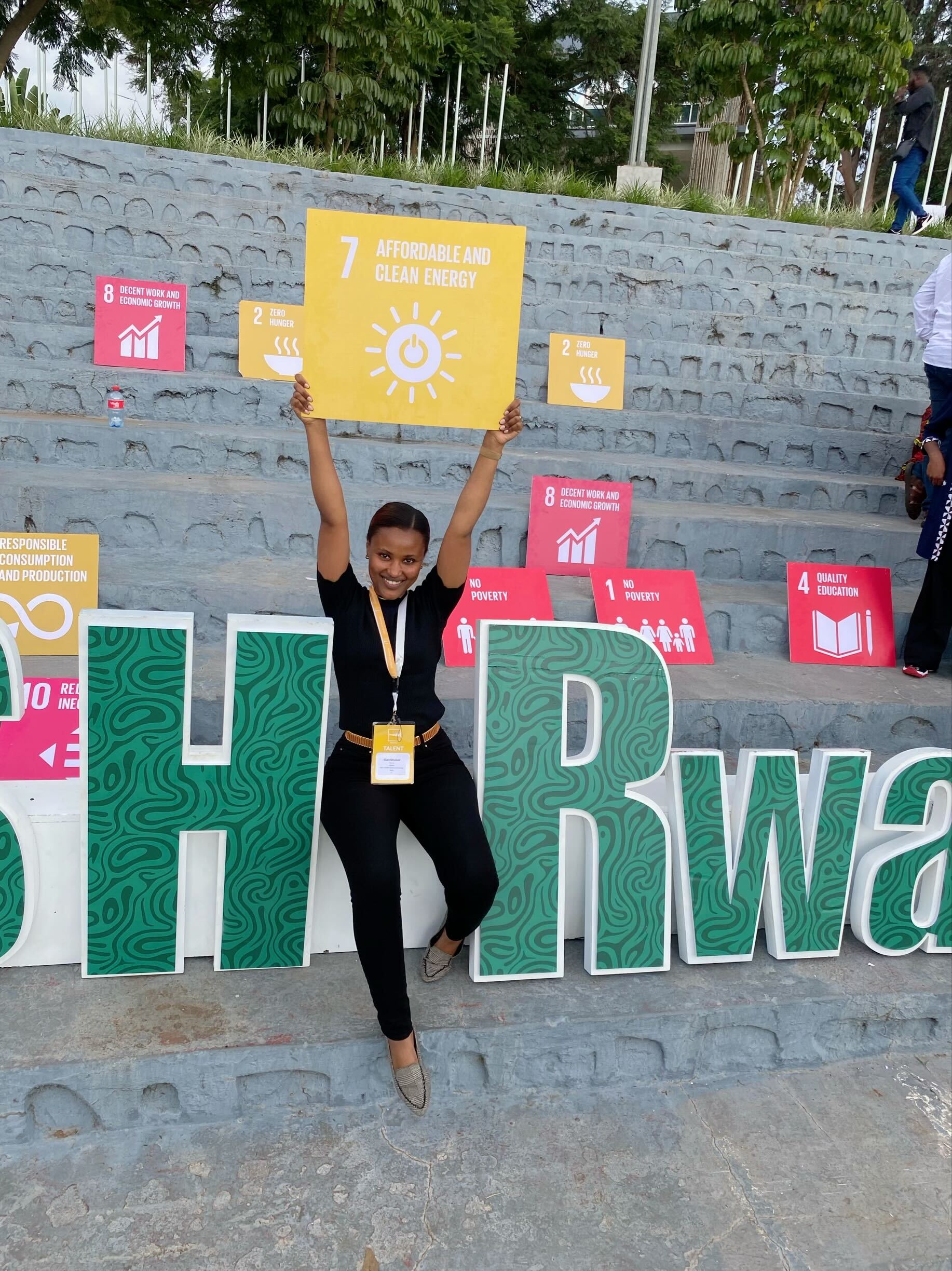 Clare advocating for sustainability with SDG 7 at Unleash Rwanda