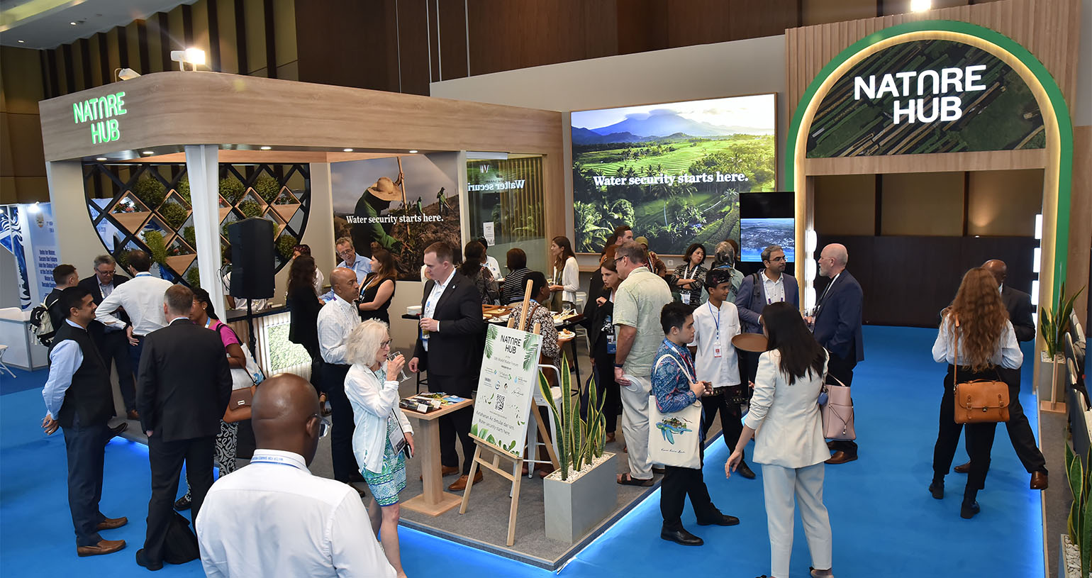 People standing in lobby area