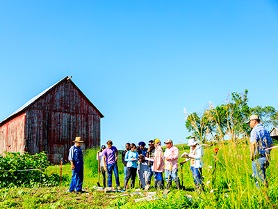 People standing in field