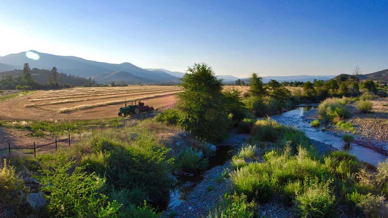 Agriculture field beside river