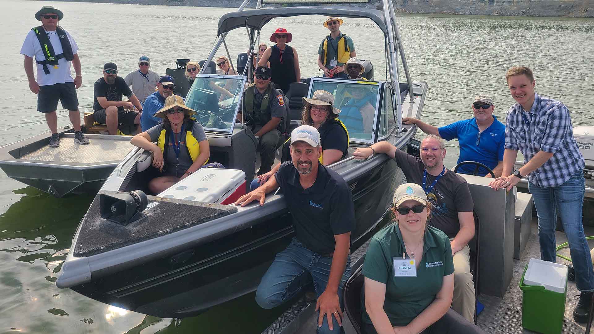 Two boats with lots of people