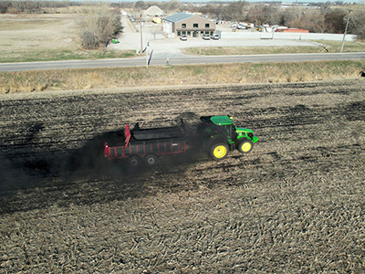 Tractor working in field