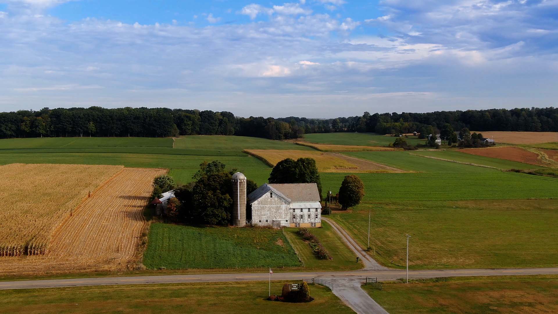 Aerial view of farmstead