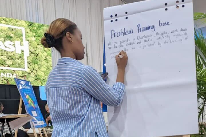 Clare brainstormed solutions to combat air pollution in Ulaanbaatar, Mongolia with her team