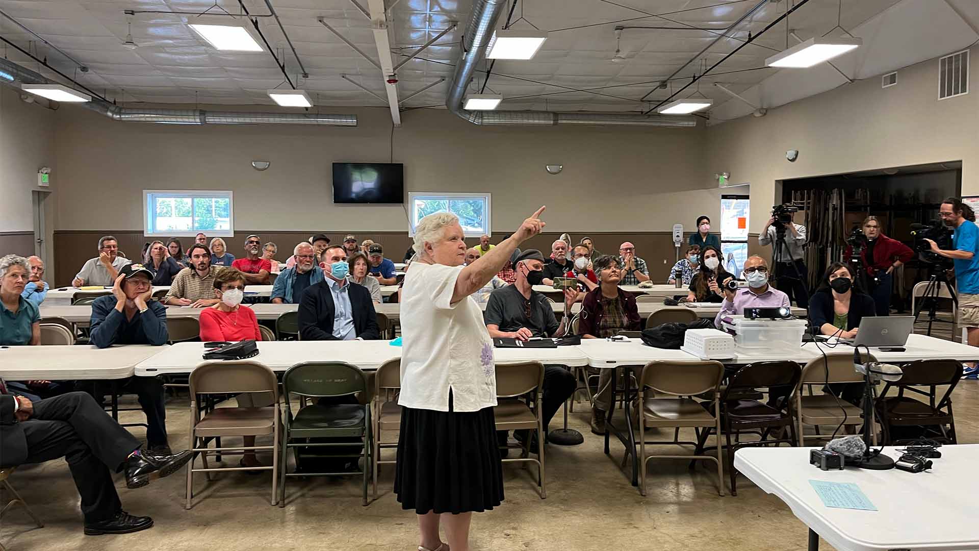 Person giving presentation to audience