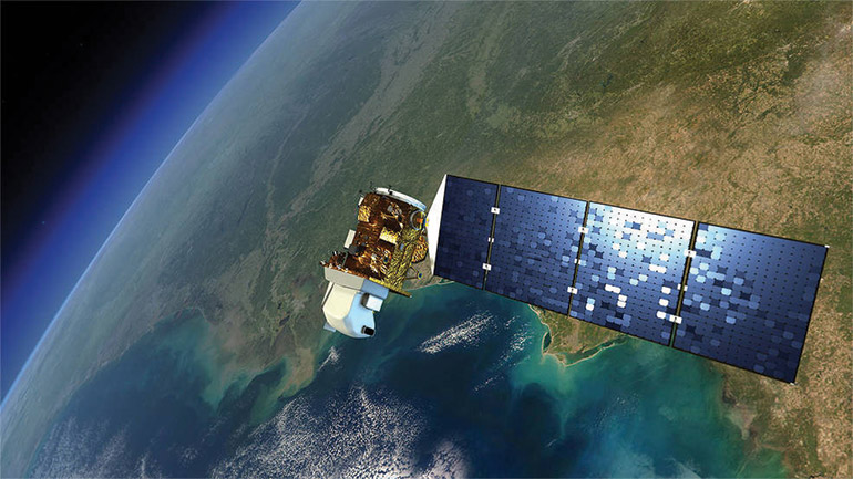 Satellite in space over Earth